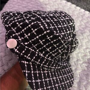 Time and Tru Black and White Checkered Cap one size fits most